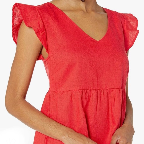 🥰🥰Women's Relaxed-Fit Washed Linen Blend Flutter-Sleeve Dress🥰🥰 - Picture 3 of 10